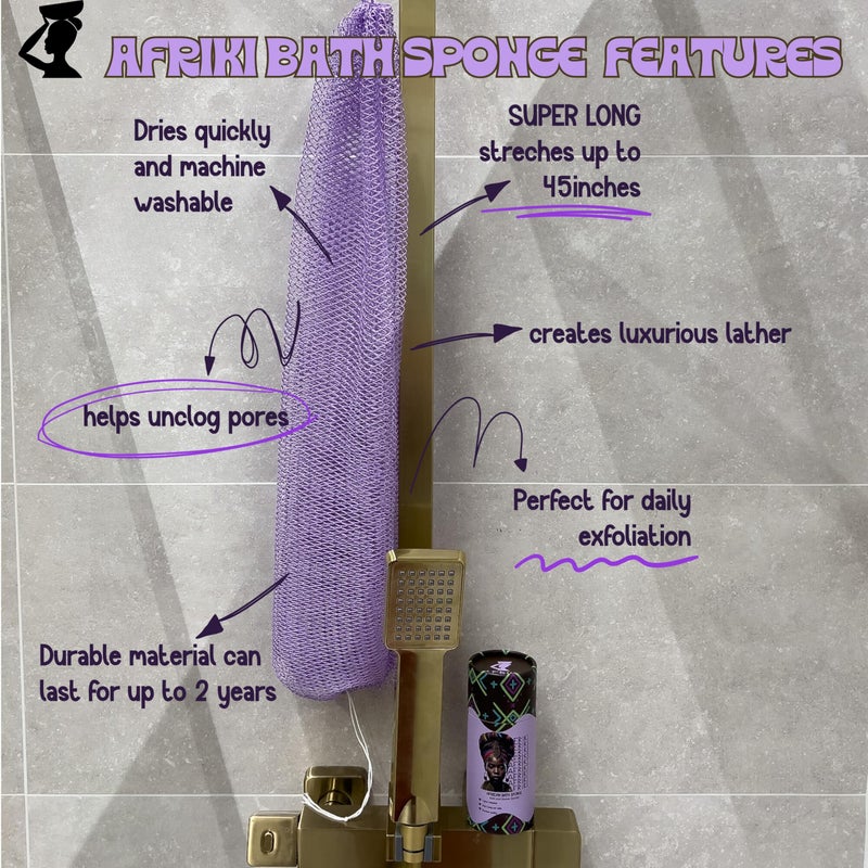 AFRIKI African Net Sponge  Authentic African Exfoliating Sponge  Black Owned  Back Scrubber  45 inch Long for Normal to Sensitive Skin  for Daily use  Original Collection - Image 5